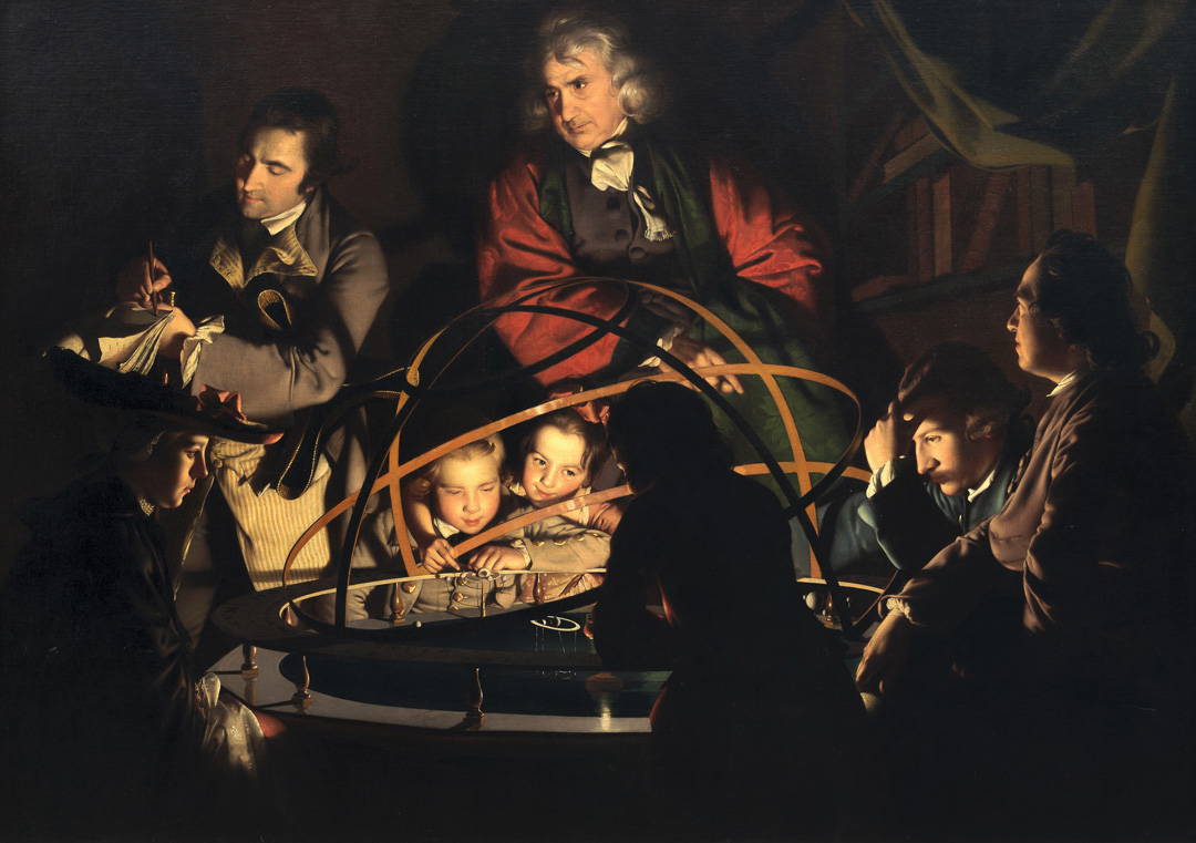 A Philosopher Giving That Lecture on the Orrery in Which a Lamp Is Put in Place of the Sun ~ 1766 The astonishing first work planned and executed on a significant scale.