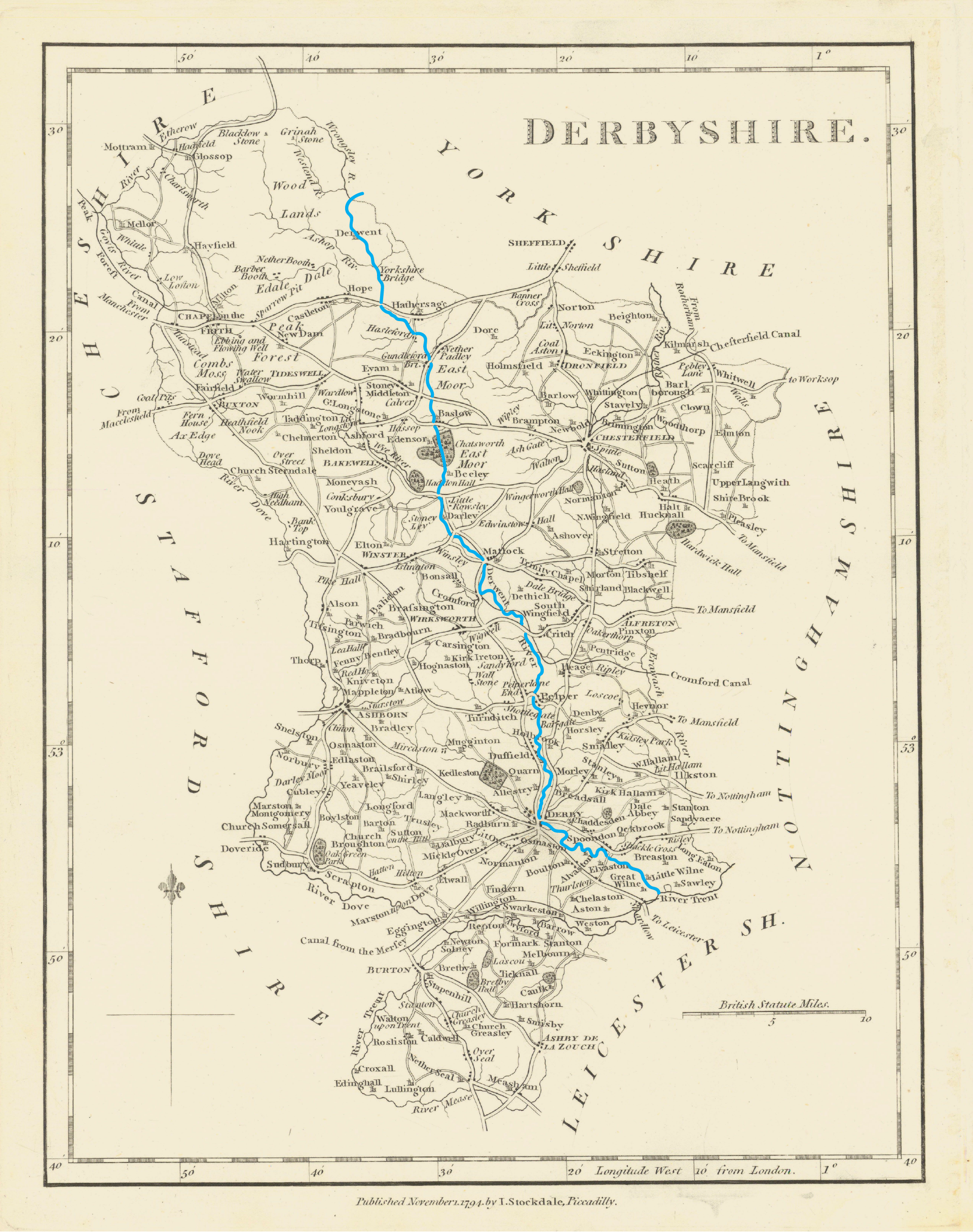 Map of Derbyshire 1794